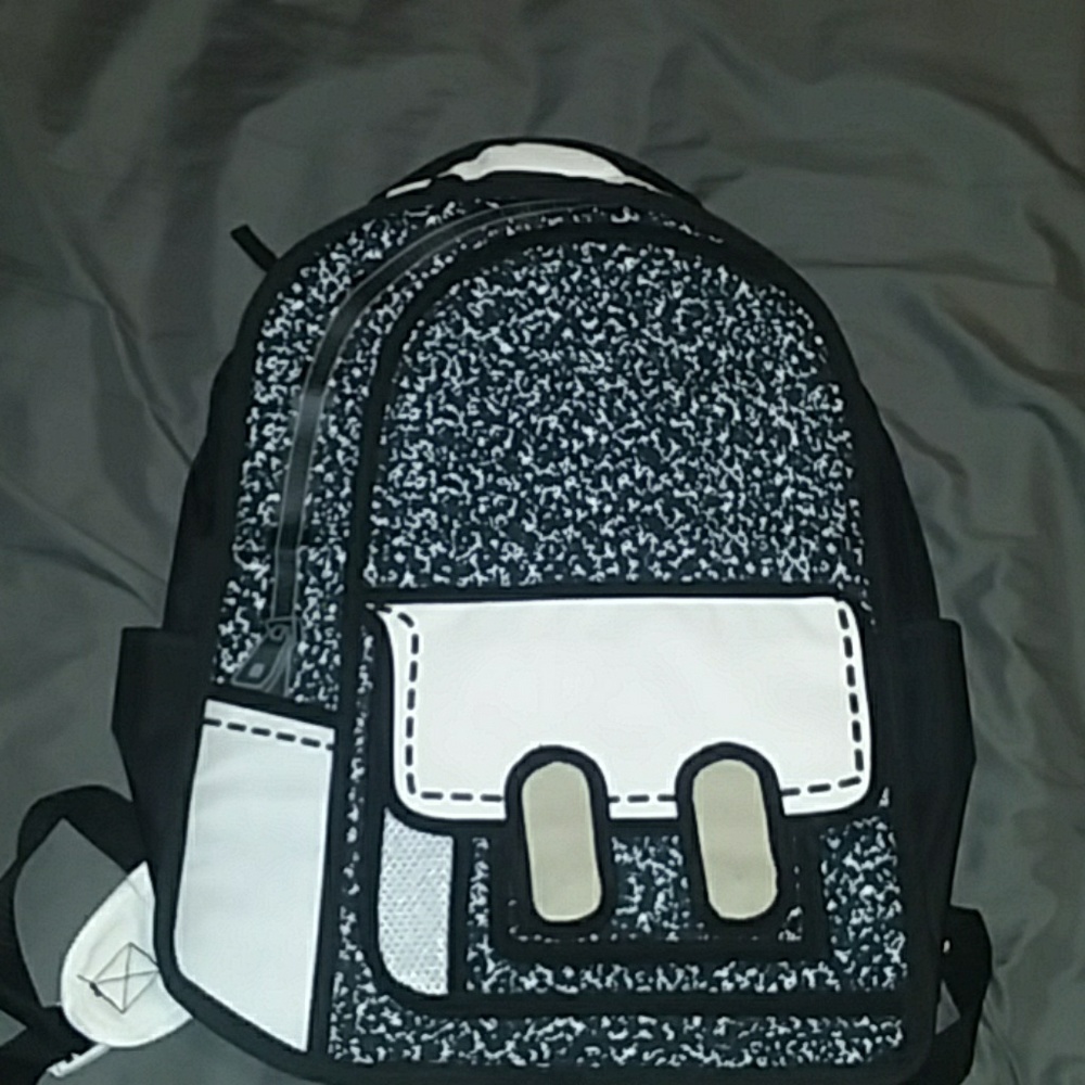 Spencer's black and white 3-D backpack
